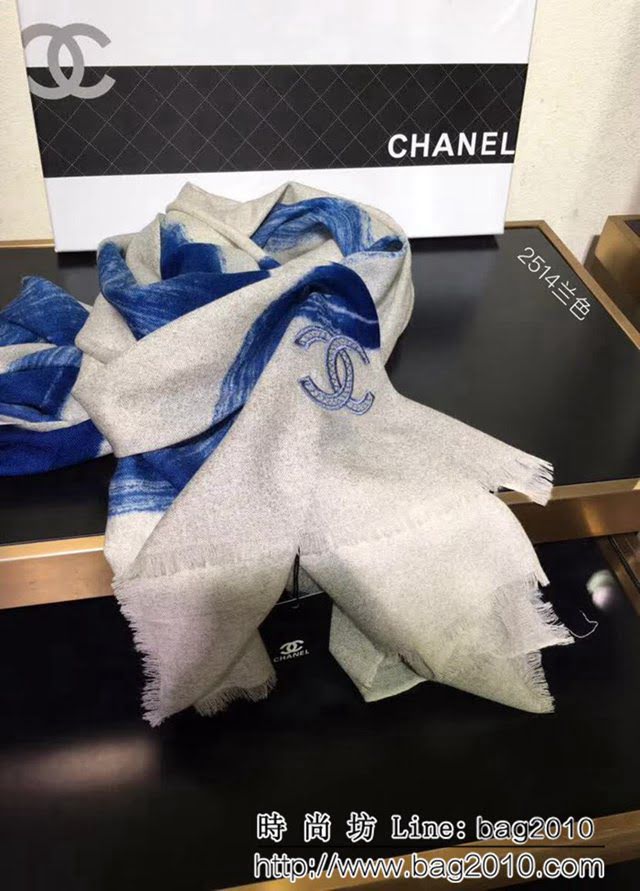 CHANEL香奈兒爆款 blingbling香家名媛風格雙C刺繡圍巾 2514 LLWJ6398